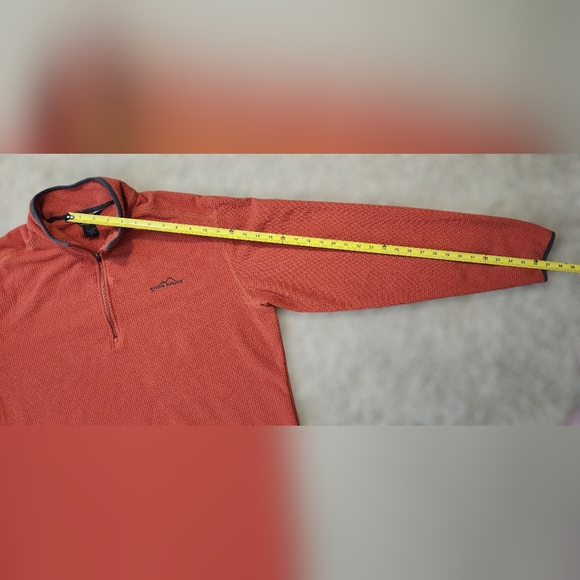 Eddie Bauer Men's XL Tall Quarter-Zip Fleece Pullover Waffle Knit Orange/Rust - Picture 9 of 9
